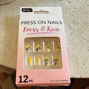 Press On Nails Lemon Design - Yellow & Green